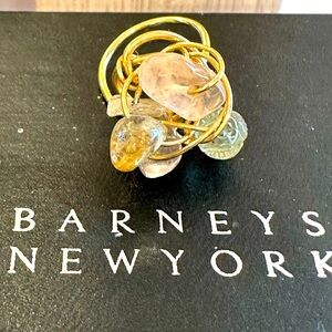 Kazuko Oshima Barneys New York Gold Ring with Pink and Clear Stones